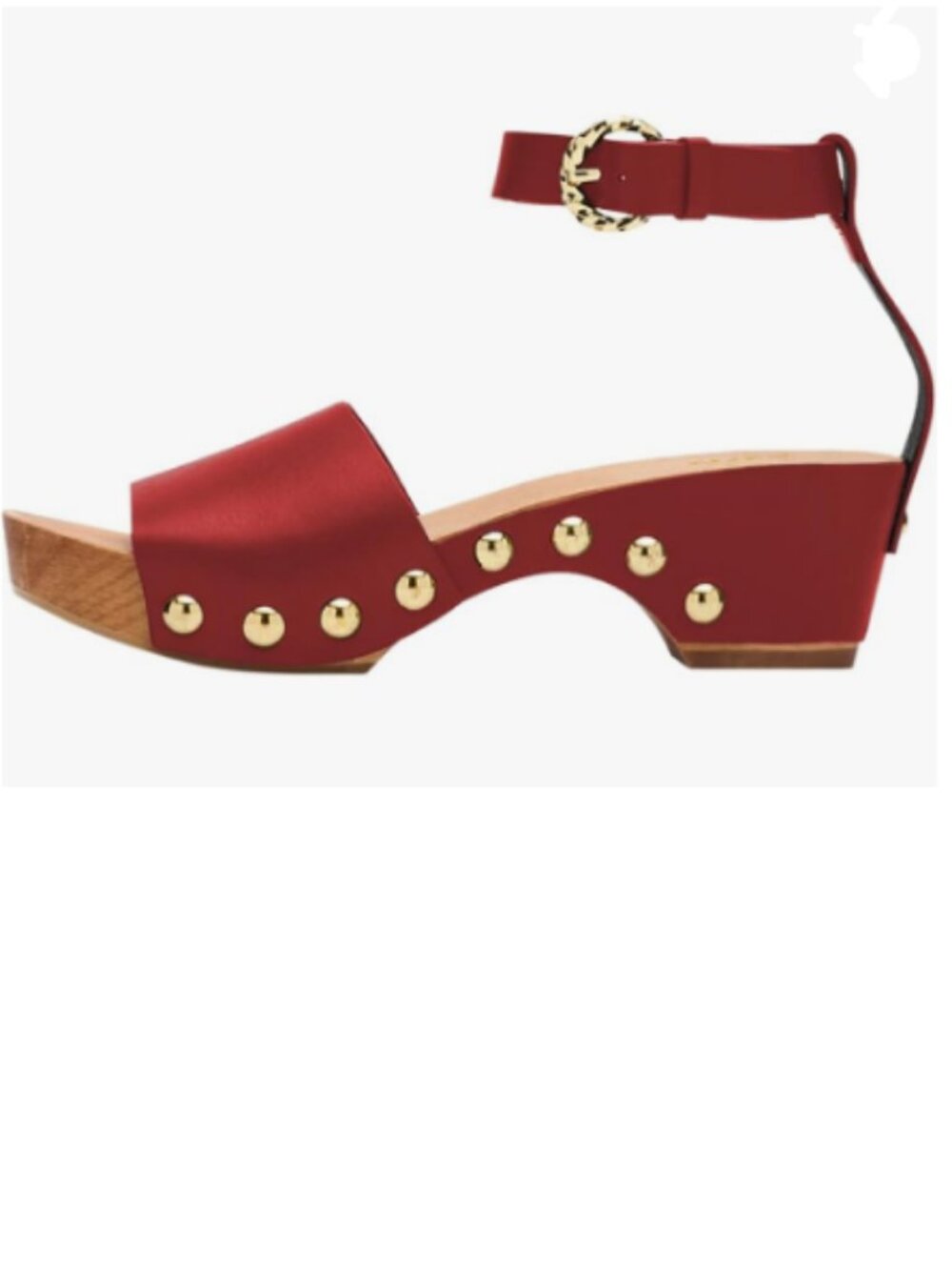 YDN Red Open Toe Cork Chunky Low Heeled Platform Straps Buckles Studded Sandals